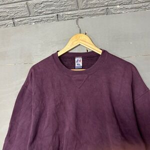 Russell Athletic Vintage Crewneck Sweatshirt Plum Purple Dri-Power Mens Large
